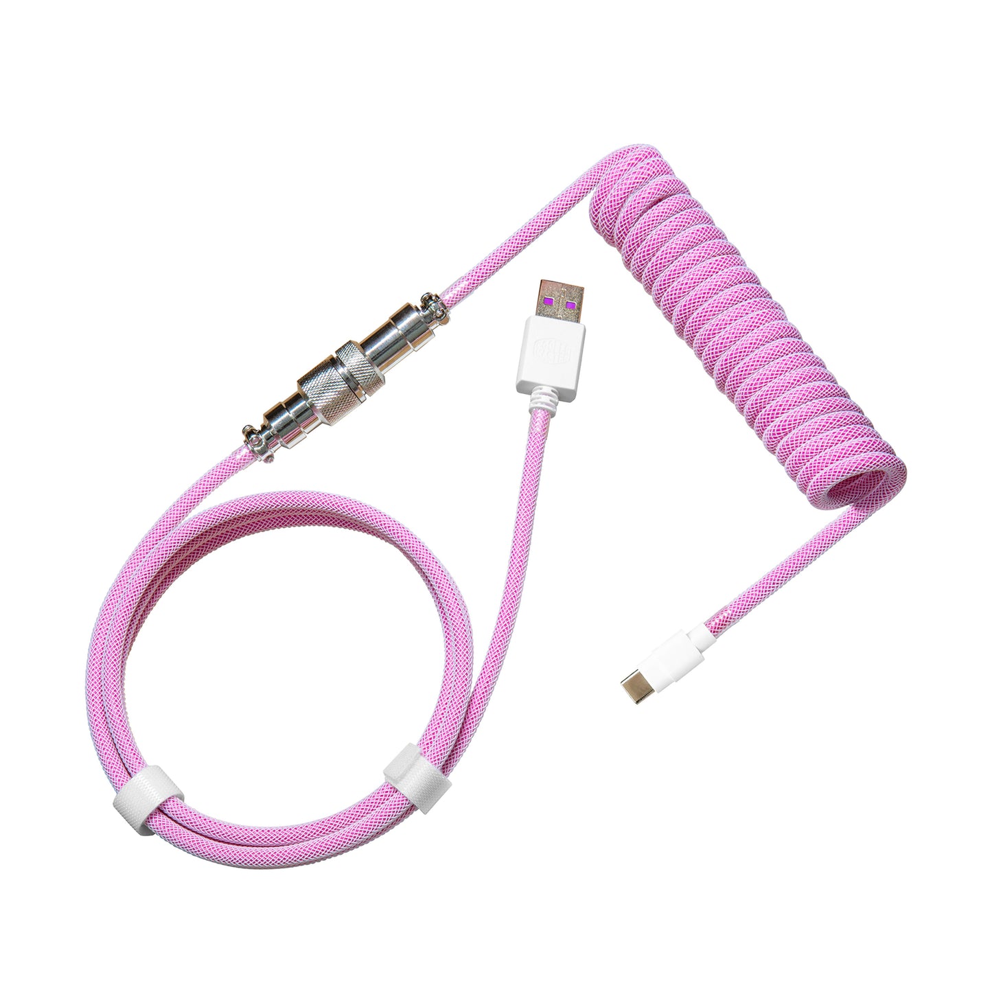 Coiled USB-C Aviator Style Keyboard Cable - Magenta