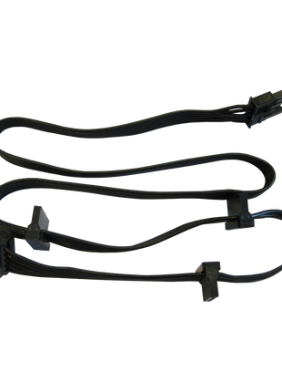 Black 5-pin to 4x SATA modular flat power cable for Cooler Master power supplies.