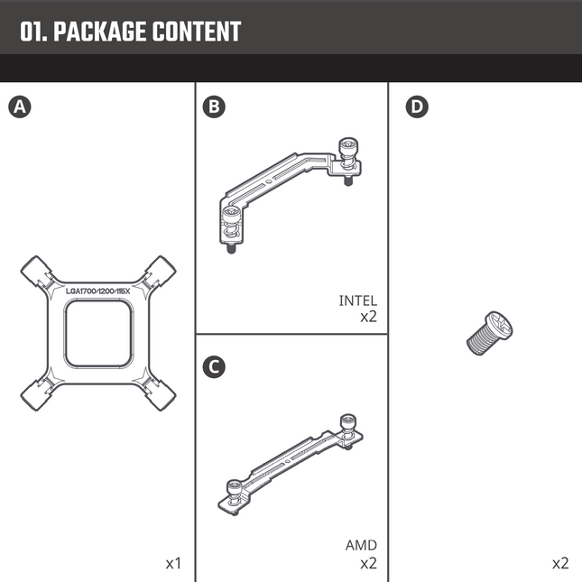 INTEL LGA1700 & AMD AM5 CPU Bracket Mounting Kit - 603007190-GP