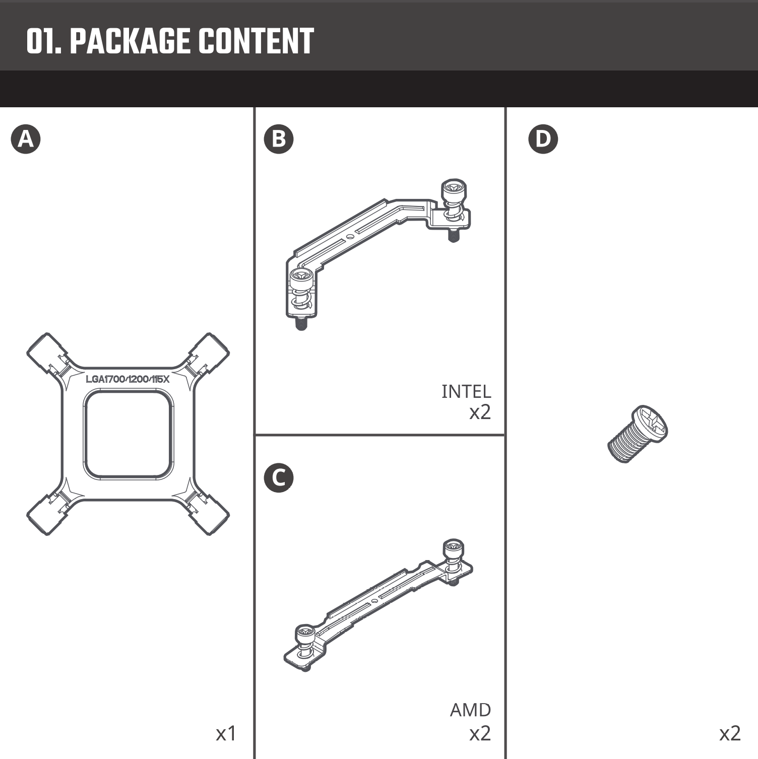INTEL LGA1700 & AMD AM5 CPU Bracket Mounting Kit - 603007190-GP ...