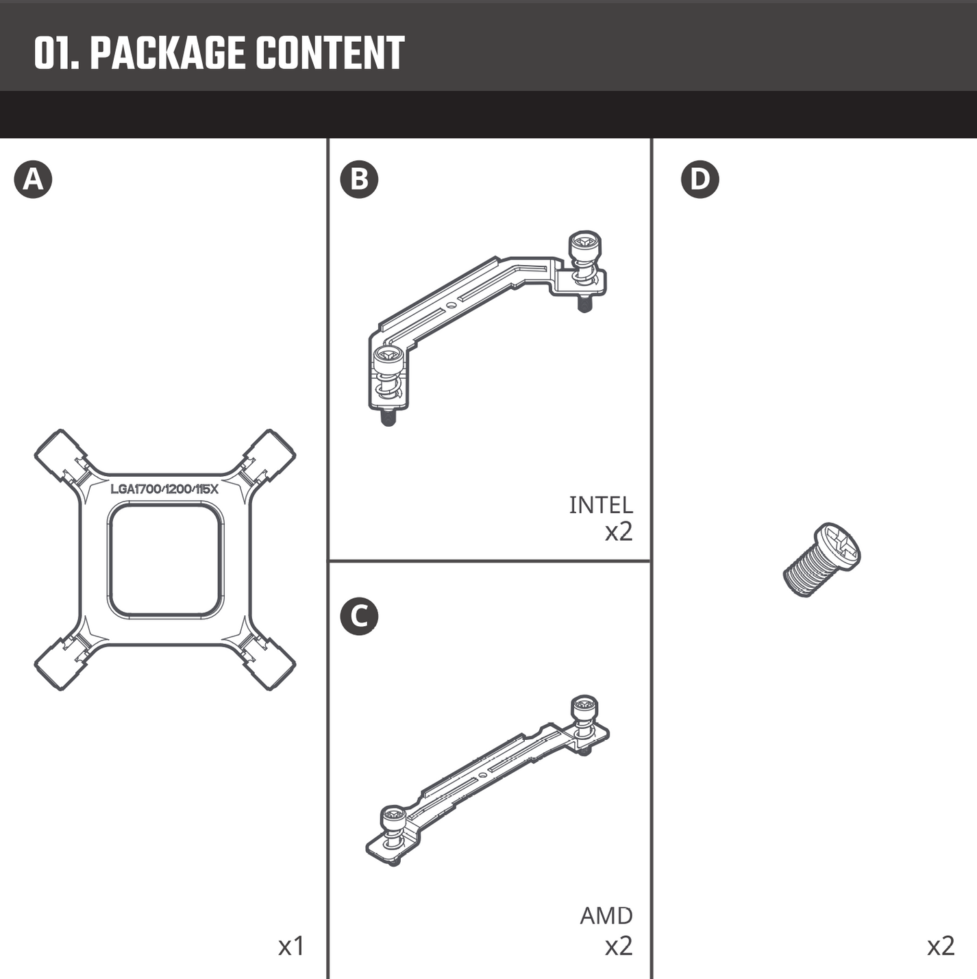 INTEL LGA1700 & AMD AM5 CPU Bracket Mounting Kit - 603007190-GP ...