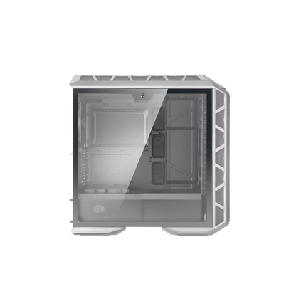 Clear tempered glass side panel with locking screw for Cooler Master MasterCase series PC towers.