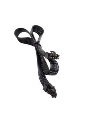 Black 8-pin to 8-pin modular CPU power cable with a flexible, flat ribbon design for PC power supplies.