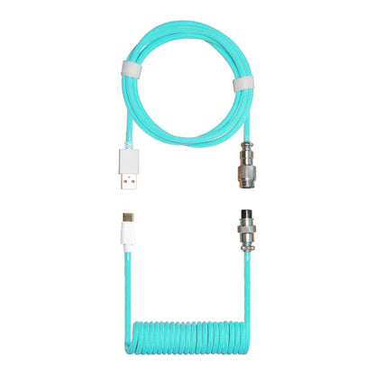 Coiled USB-C Aviator Style Keyboard Cable - Cyan