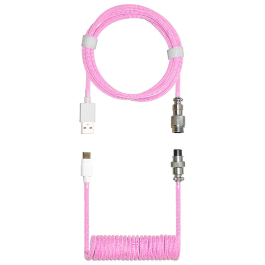 Coiled USB-C Aviator Style Keyboard Cable - Magenta