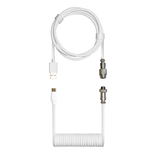 Coiled USB-C Aviator Style Keyboard Cable - White