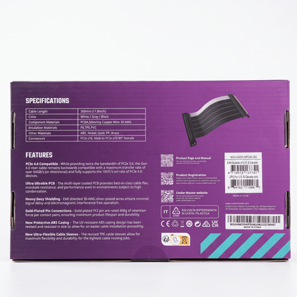MasterAccessory Riser Cable PCIe 4.0 x16 300mm V2 White - front packaging